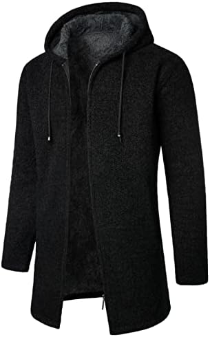Ymosrh mens јакна со качулка карана карирана карирана плетење палто џемпер топла цврста боја јакни врвови палта мода