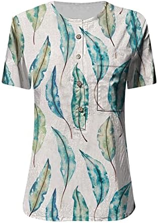 Плус големина цветни врвови за жени летни модни женски врвови облечени случајни кошули со кратки ракави гроздобер пријатна кошула за кошула
