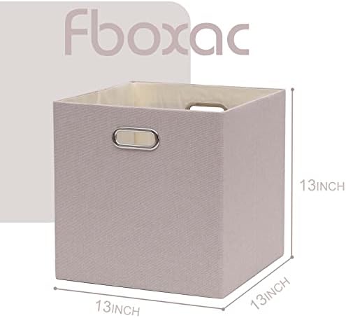 Корпи за Складирање на коцки Fboxac 13 € 13 Ленена Кутија За Преклопување Со Рачки, Сет За Корпа За Склопување на Организација од 4