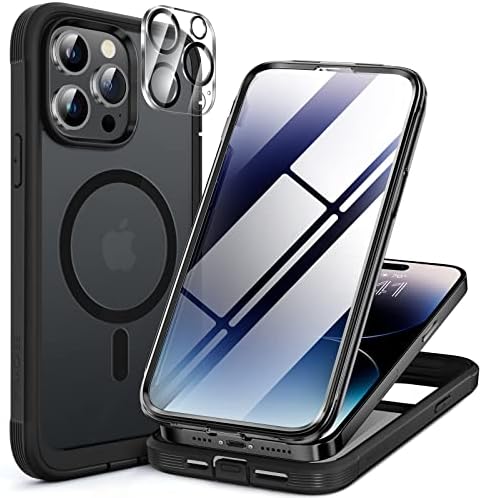 Miracase Magnetic за Iphone 14 Pro Случај, [Компатибилен Со MagSafe] [Вграден Заштитник На Екранот Од Калено Стакло] Цврсто Заштитно Куќиште