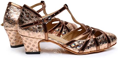 TDA Women'sенски T-STRAP сјај Синтетичка салса Танго сала за танцувачки чевли за танцување