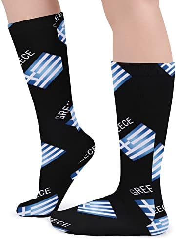 ПЛЕВЕЛ ГРЦИЈА Грчко Знаме Дебели Чорапи Новина Смешно Печатење Графички Секојдневни Чорапи Со Топла Средна Цевка За Зима
