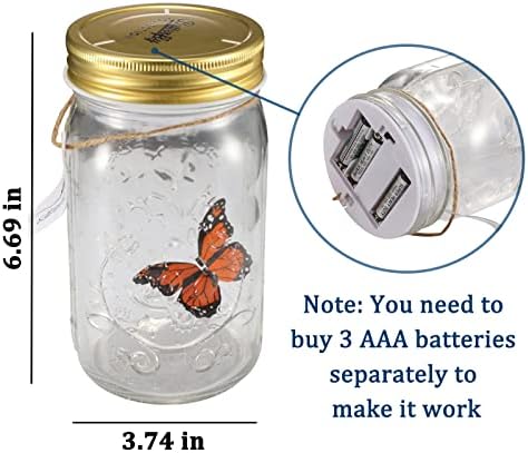 Летечка пеперутка во тегла, тегла за колекција на креативни LED пеперутки што се движи романтично стакло анимирана тегла за пеперутка