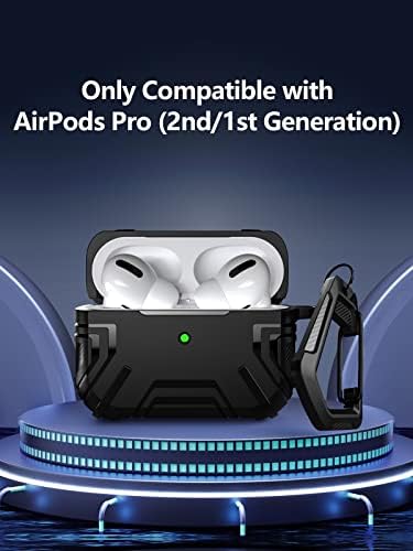 Caewous за AirPods Pro 2 -ри/1 -та генерација на куќиште со приврзок, безбеден клип -клип јаглеродни влакна AirPods Pro Case, целосен заштитен