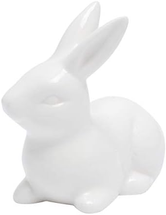 Хомојој 1 парчиња керамички зајаче фигурини, бела велигденска зајаче статуа Зајак украс порцелански животно DIY минијатурен декоративен пејзаж