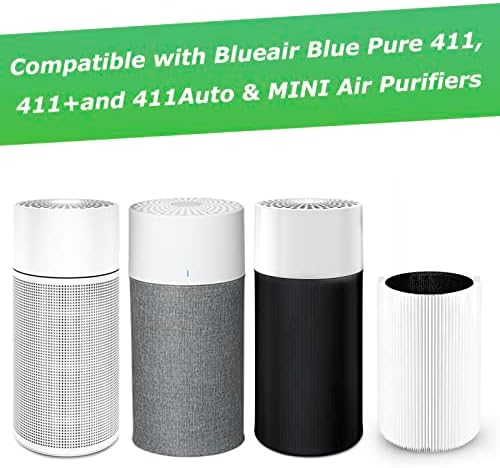 Сина чиста 411 замена на филтерот за Blueair 411 плус автоматски и мини прочистувач на воздухот честички јаглерод филтер HEPA, 2