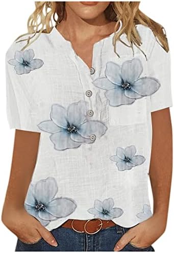 Постелни кошули за жени фустани случајно копче до кратки ракави врвови 3x симпатична облека летни модни блузи 2023 година