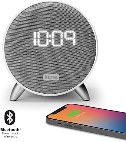 iHome Bluetooth Будилник СО 5W USB Полнач, Затемнет LED Часовник Дисплеј И Двојни Аларми, Идеален За Спална Соба, Домашна Канцеларија И Студентска