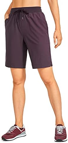 CRZ YOGA WOMENTINS QUEE 9 '' лесни суви атлетски долги атлетски долги шорцеви - тренингот со високи половини што работи лето џебови од шорцеви