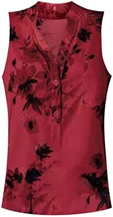 Летни врвови за жени 2023 година Ретро цветни печати кошула шишиња на кратки ракави против блузи на вратот, обична мека удобна