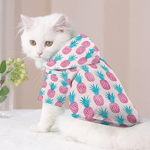 Пинк ананас мачка со едно парче кошула трендовски костум за кучиња со додатоци за домашно милениче