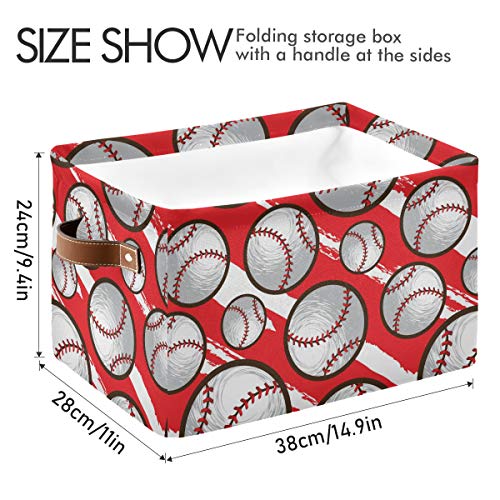 Правоаголна канта за складирање Бејзбол платно ткаенина со рачки - Организатор за играчки за играчки/Организатор за играчки за дома,