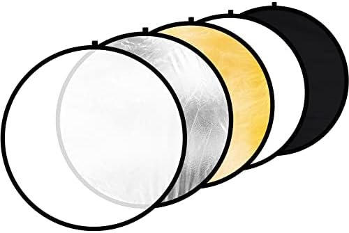 Aqirui 32inch/80cm 5 во 1 склопувачки светлосен рефлектор тркалезен мулти диск со торба-транспортен, сребро, злато, бело и црно
