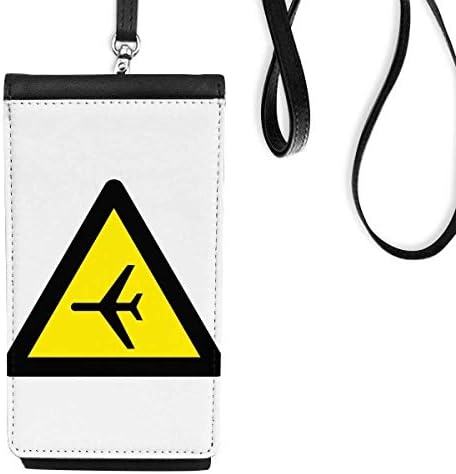 Предупредување симбол на жолто црна рамнина триаголник телефонски паричник чанта што виси мобилна торбичка црн џеб