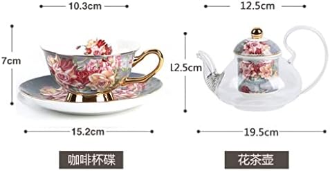 Chysp Европски стил Ретро растителни чајни чај, исклучителна попладневна чаша чај, стакло загреан цвет чајник, овошен чај