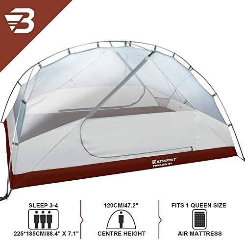 Шатор за кампување во Беспорт за 2 и 3 лица, лесен шатор за ранци водоотпорен ветерници на две врати, лесен поставување двоен слој на отворено