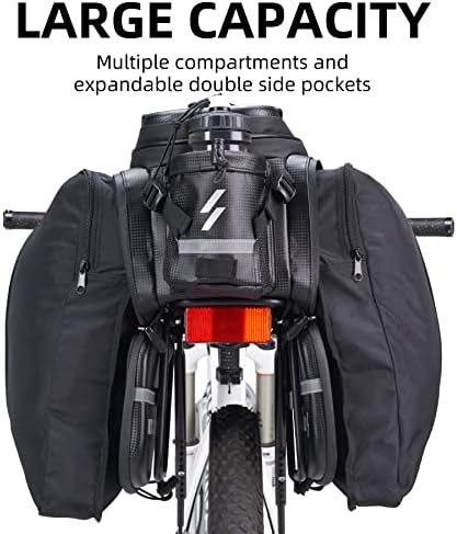 Rockbros Bike Trunk Bag Bag Vike Bag Bag Rack Carbon Leather Bicycle Задно седиште карго торба велосипед Паниер чанта 3 во 1