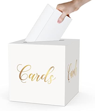 Tfciate Classic Gold Blank Card Box, 8 x8 x8 картички кои примаат кутија за невестински свадби за туширање, бебе туш роденден за дипломирање годишнини