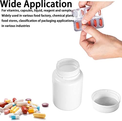 Алатка за 50 парчиња пластична пластична пластична цврста прав медицина пилула цилиндричен хемиски контејнер реагенс шише, 80 мл широк уста