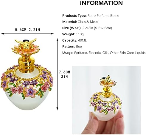 Декоративен парфем со кристал во стил на цвет и 40мл Пчела Декоративно гроздобер стакло парфем шише