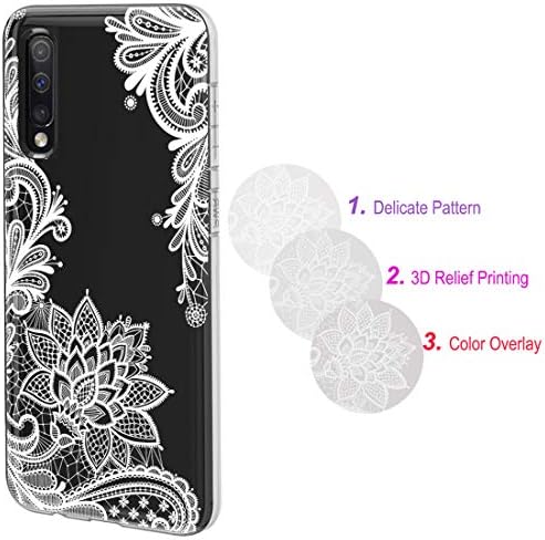 Case Galaxy A50, Case Galaxy A50 со цвеќиња, Sidande Shockproof јасно цветно меко флексибилно флексибилно TPU тенок телефонски капак за