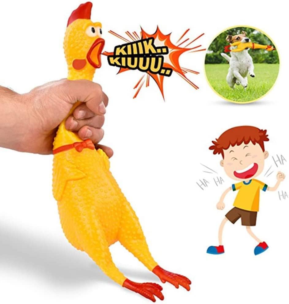 АБЦ тргување со жолта гума што се расплака пилешко стискање на пискање врескајќи ја родата Нова играчка