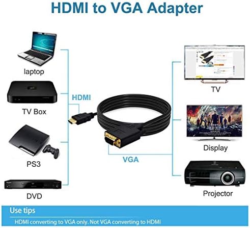LOKEKE HDMI to VGA кабел со IC, позлатен 1080p HDMI машки до VGA машки 4K Surported, без трансфер на звук