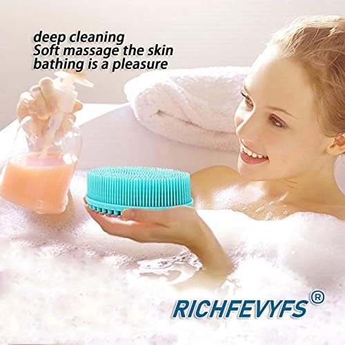 Четка за бања Richfevyfs мека силиконска бебешка возрасна ексфолирачка силиконска струја на телото е лесен за чистење, добро се врти, трае и е повеќе хигиенска од традиц