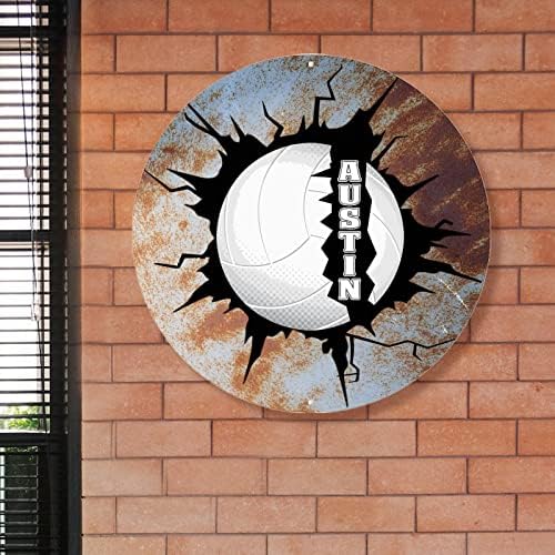 Пукна топка фудбалски метал знак Фудбалски фудбал добредојде на знак влезна врата Персонализирана wallидна уметност фарма куќа венец
