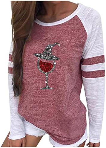 Ноќта на вештерките костуми за жени редовно вклопуваат долги ракави маица џемпер гроздобер вино стакло принцочен врвови на вратот