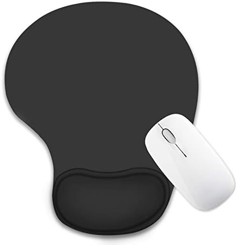 Црна ергономска рампа на глувчето со поддршка за одмор на зглобот на гел, подлога за глувци со гејми со ликра, без лизгање PU база