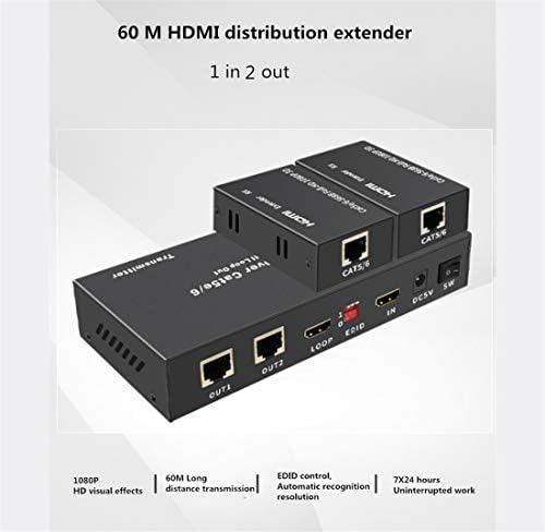 HDMI Splitter Extender ， 1080p 3D 1x2 2 Port HDMI Extender Splitter 165ft/50m над CAT5E/CAT6/CAT7 HDMI мрежен кабел Сплитер