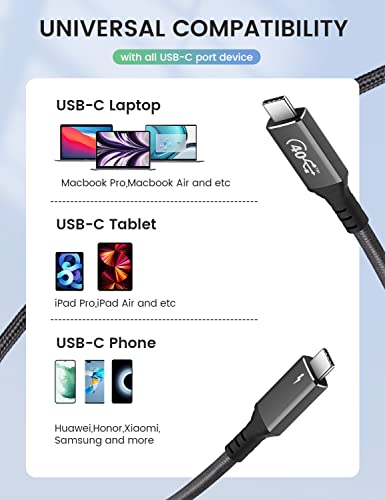 Topbuy Thunderbolt 4 Кабел 3.9 ft, USB C ДО USB C Кабел со 40gbps Пренос на Податоци /120w Полнење /8k Дисплеј, За Type-C MacBooks, iPad Pro, Центар, Докинг И Многу Повеќе