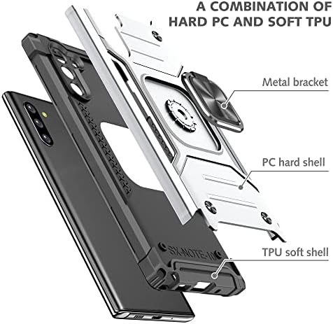 Ултра тенок случај компатибилен со Samsung Galaxy Note10 Телефонски случај со Stand PC и TPU Телефонски случај силна заштитна кутија за