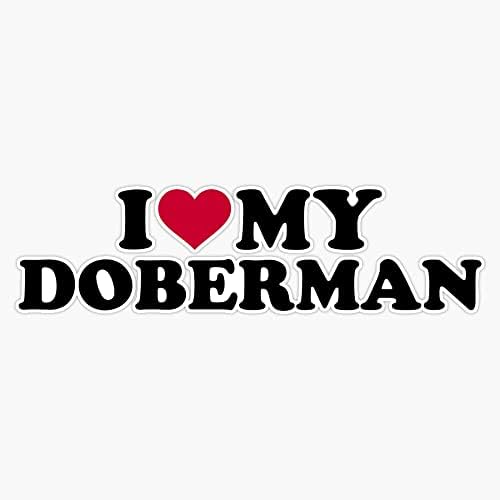 Го сакам мојот лаптоп за налепница на налепница Doberman vinyl decal водоотпорен 5 “