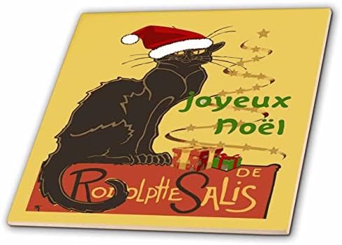 3dRose Joyeux Ноел Ле Чет Ноар Божиќ Пародија-Плочки