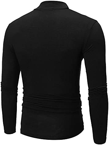 Маичка маичка маица со долги ракави пулвер врвот на екипажот на високо вратот, обичен тенок вклопат лесни џемпери од руно за мажи