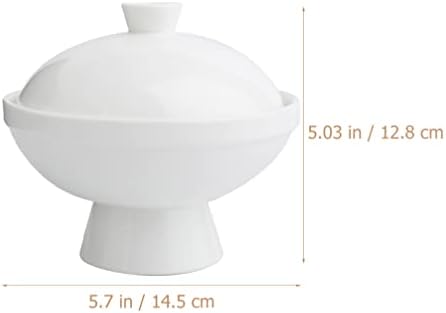 Зеродеко Декоративна лента за порцелански сад со капаче со капаче керамички чорба тенџере со тркалезна форма за складирање тегла накит