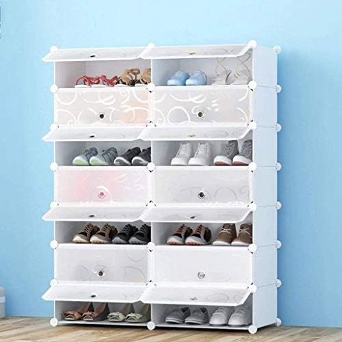 WSZJJ решетката за чевли, кутијата за чевли, пластична DIY-стабилна прашина за складирање на чевли, цврста и трајно чиста покривка-лесна за складирање на чевлите бело
