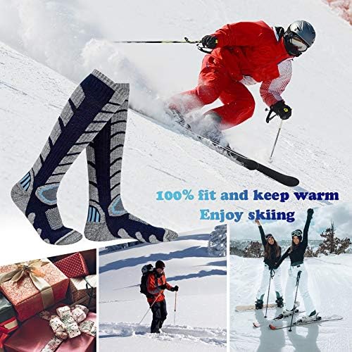 Ски чорапи за мажи жени сноуборд чорапи скијачки чорапи со теле, зимски долги чорапи со мерино волна зимски спортски чорапи 2