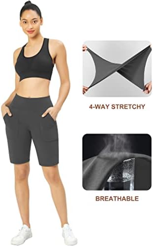 Heathyoga Bermuda Shorts for Women Workout Shorts with Pockets High Waisted Yoga Shorts Womens Running Shorts Athletic Shorts