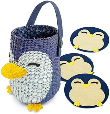Хамазо Пингвин плетен подарок за складирање на монки за монци за монци, ecид декор, еколошки…