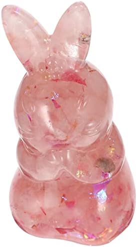 Besportble Bunny Decor 2pcs Зајак фигурина декор природен кристал зајаци животински зајаче фигурини за велигденски домашни канцеларии