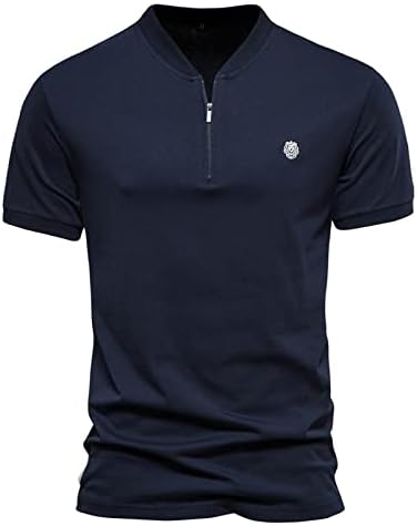 Озммијан маж за голф кошула со кратки ракави Хенли кошули без атлетска маица четвртина од четвртина патент случајни тенок вклопуваат основни