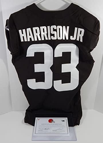 2020 Кливленд Браунс Рони Харисон rуниор 33 Игра користеше кафеава практика Jerseyерси 444 - Непотпишана игра во НФЛ користена дресови