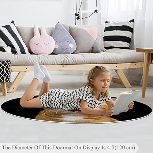 Llnsupply 4 ft круг килим за игра со низок куп, прекрасна портокалова мачка бебе, ползи подни душеци, игра ќебе, новороденче деца деца