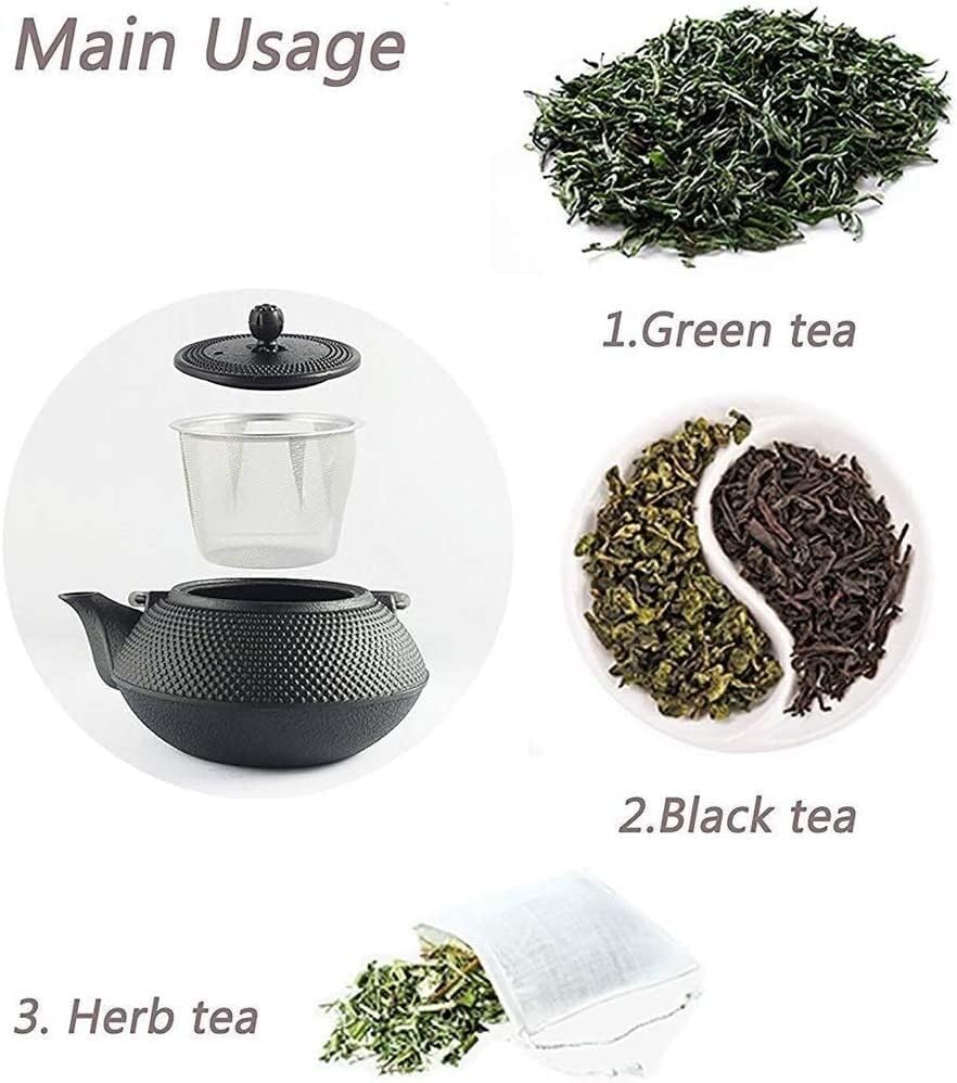Керамика од чајник 900 мл чајник сет леано железо чајник со филтер од не'рѓосувачки челик за лабав чај 4 чаши, 6 парчиња чај подарок