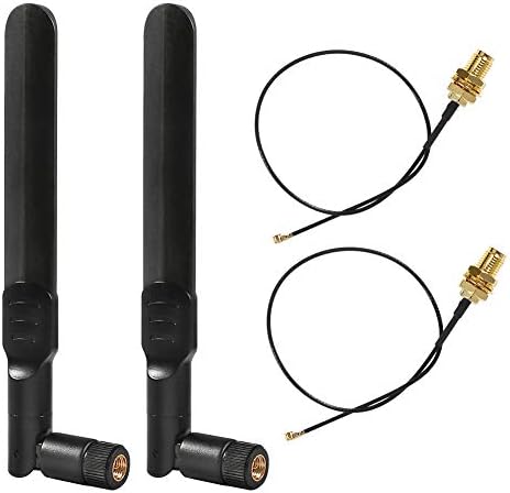 2 Поставете 8DBI WiFi RP-SMA машка антена, Melife 2.4GHz 5,8GHz двоен опсег со 20 см U.FL/IPEX до RP-SMA Femaleенски пигтаил кабел.