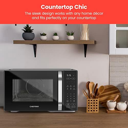 CHEFMAN MICROCRISP Countertop Дигитална микробранова печка, уникатна моќност „Cook & Crisp“, 1,1 Cu FT, Diual-Cook 1000W Microwave