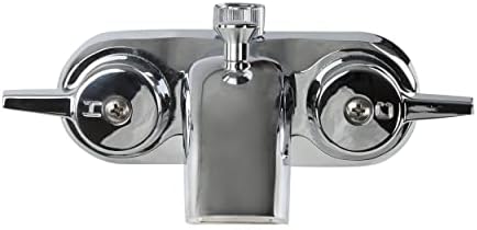 Amer Brass Empire Faucets Tub Diverter Spout - 3 3/8in вентил за пренасочувач на туш со хромирана завршна облога и копчиња за топло и ладно